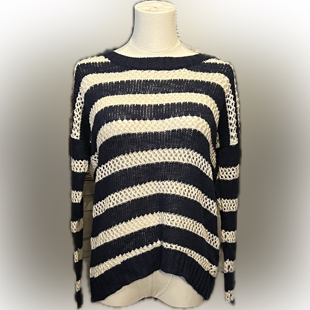 Love By Design Navy and White Striped Sweater